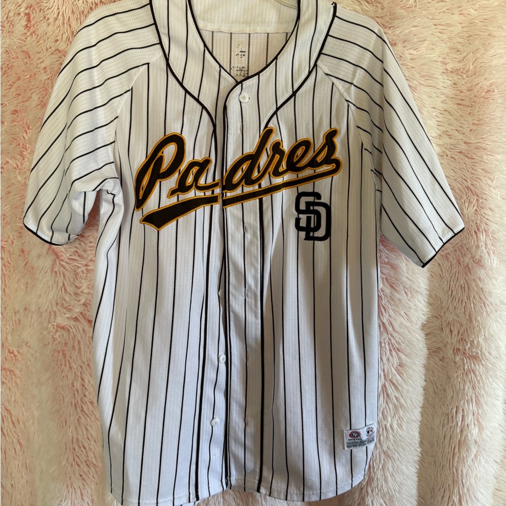 Adult White and Black Striped Padres Shirt